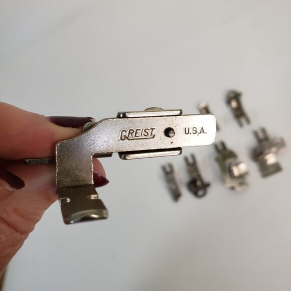 Lot of 7 Vintage Greist Presser Foot Feet Rolled Hemmer Binder Made in USA - Picture 3 of 4